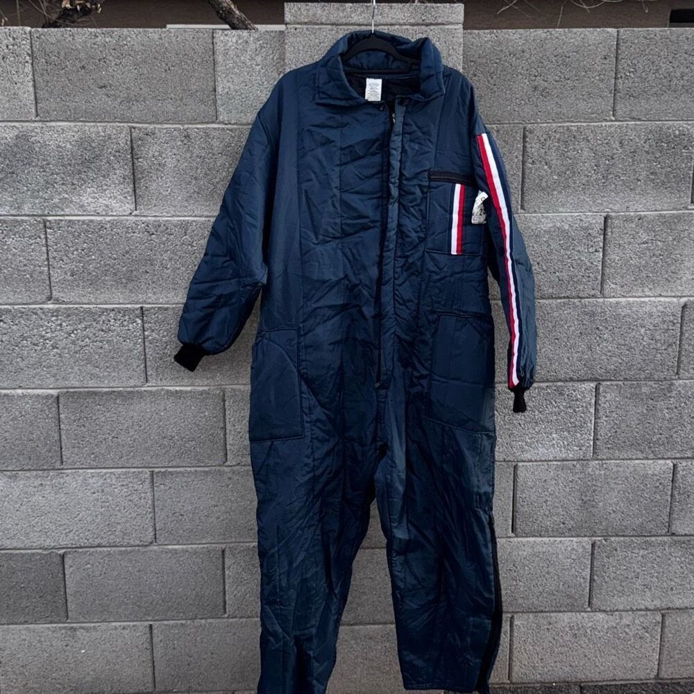 Vintage 90's Coveralls Overalls Snowsuit TrailCrest Blue Zip Up